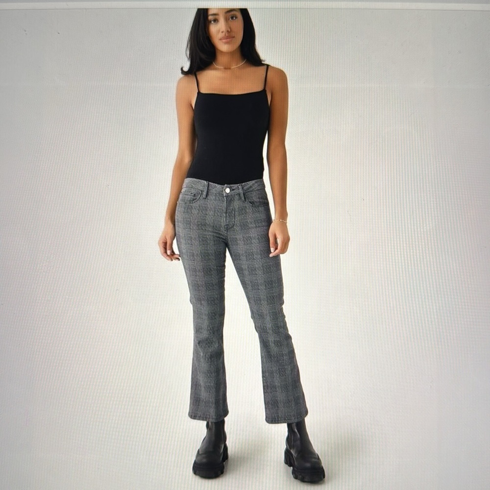 New Frame Le Crop Mini Boot Noir Check Jeans